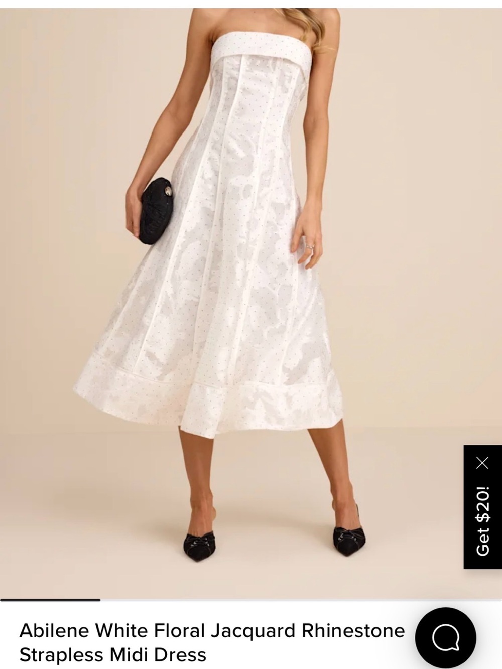 Lulu's White Strapless Floral-Textured Midi Dress